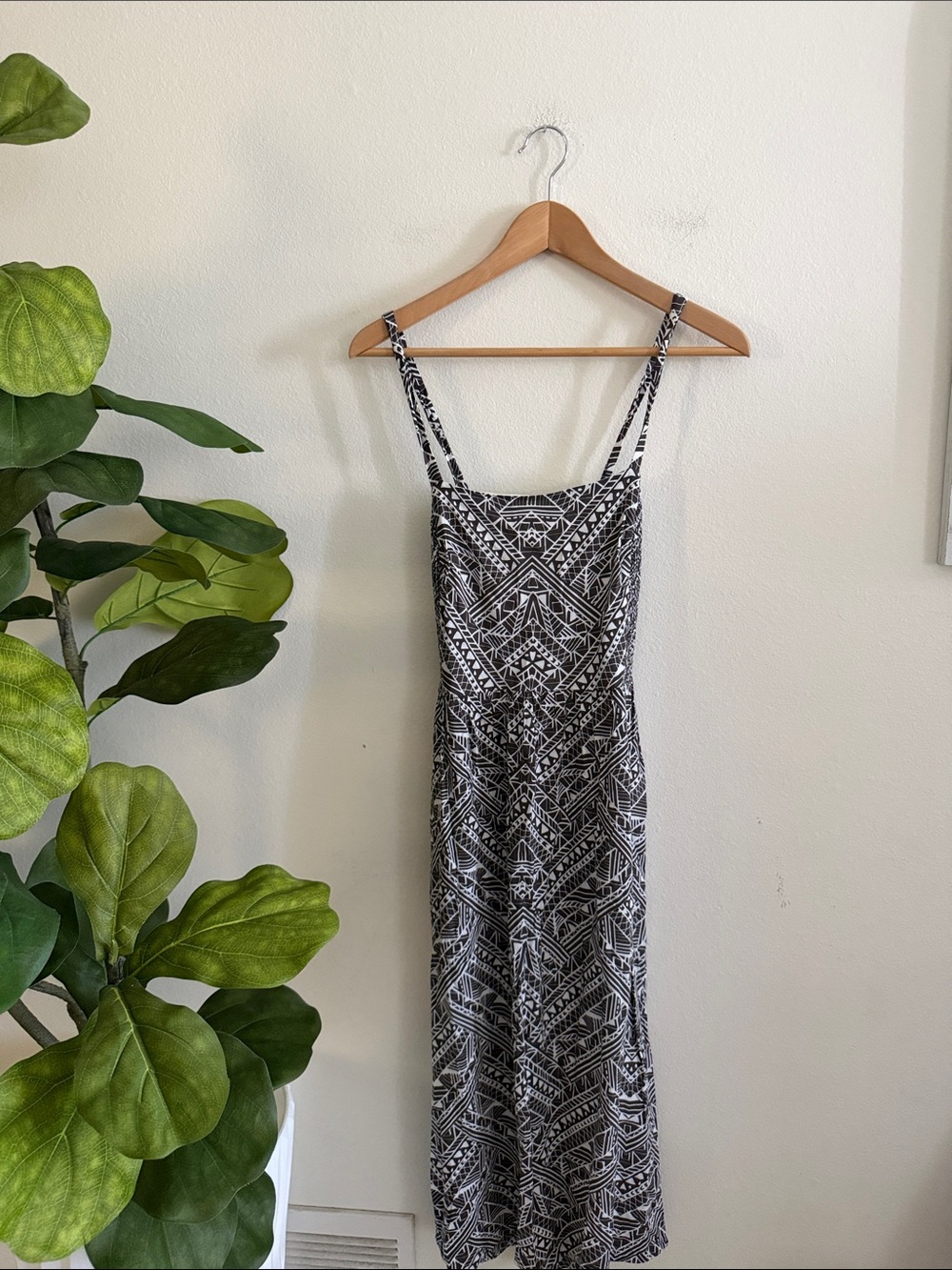 Black & White Geometric Midi Dress - Anthropologie